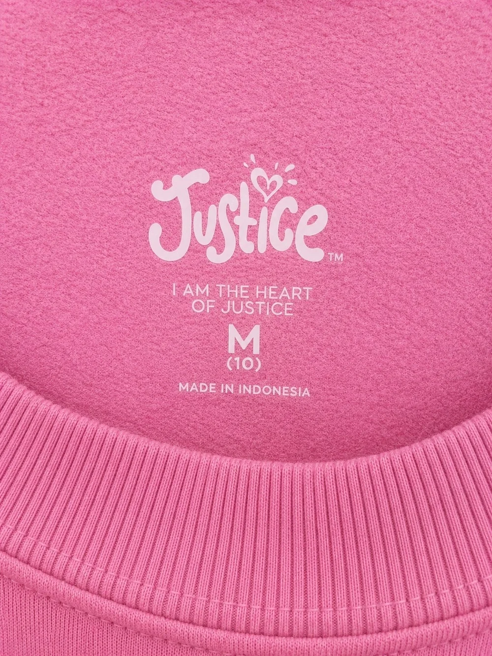 Justice Pink Cropped Logo Sweatshirt Size 10 Girls